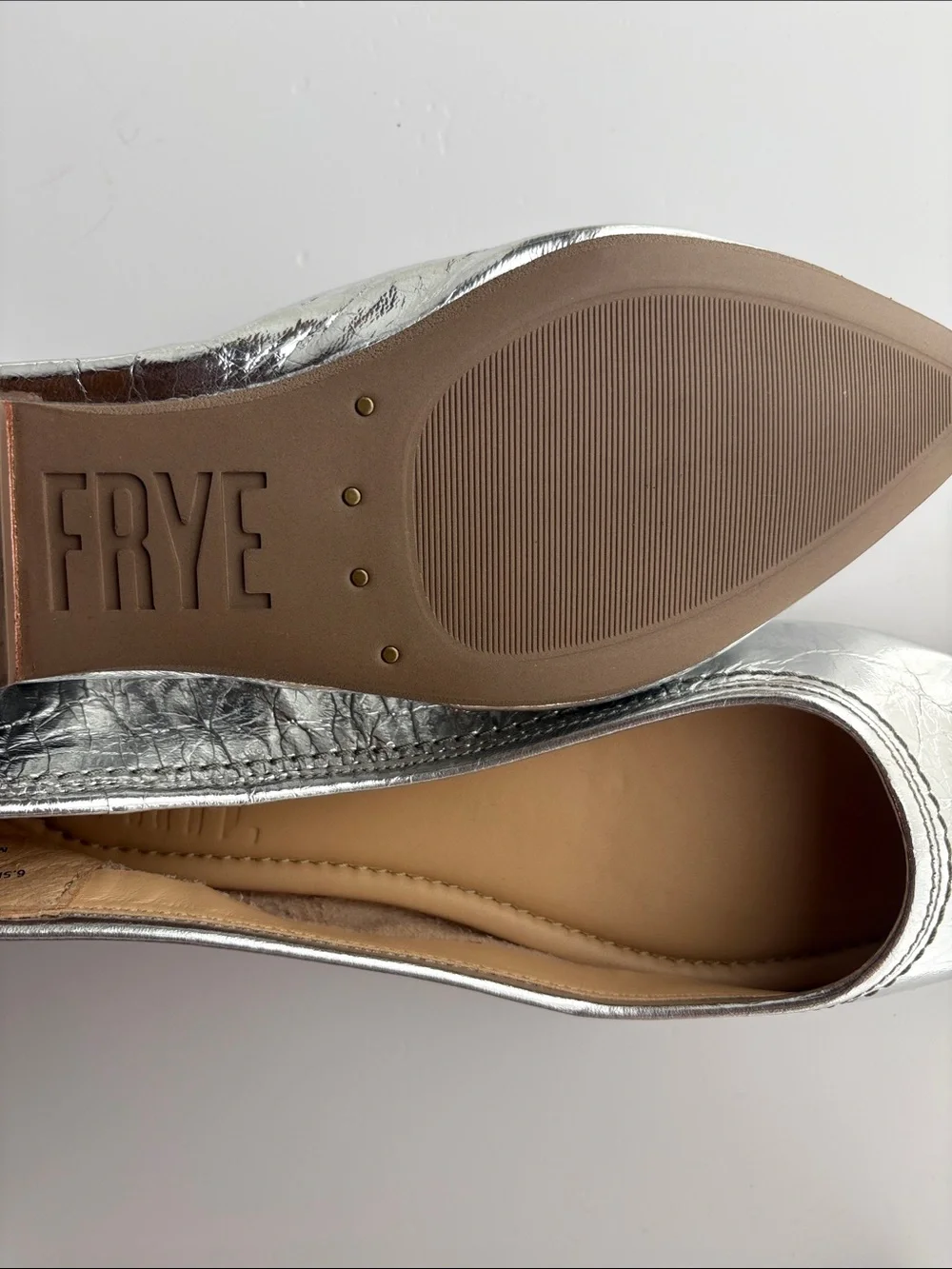 Frye Metallic Silver Pointed Toe Women's Flats
